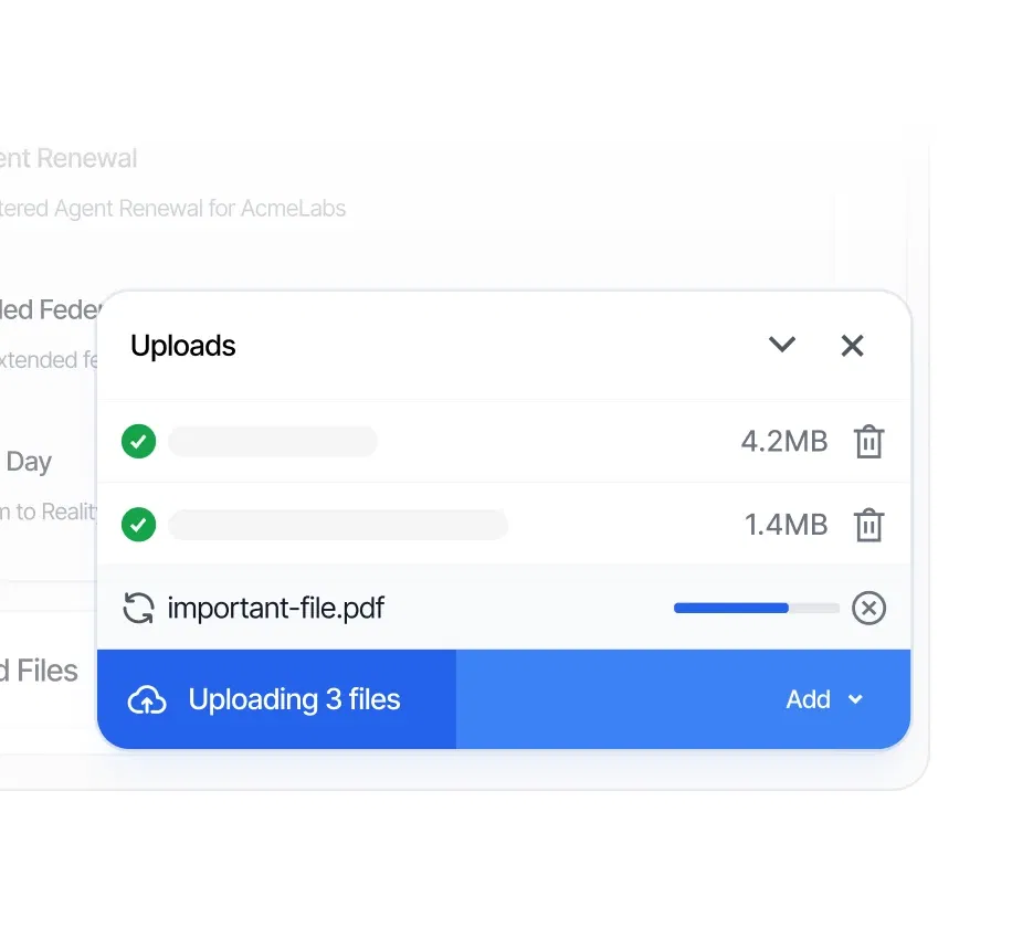 Document upload manager with PDF file management