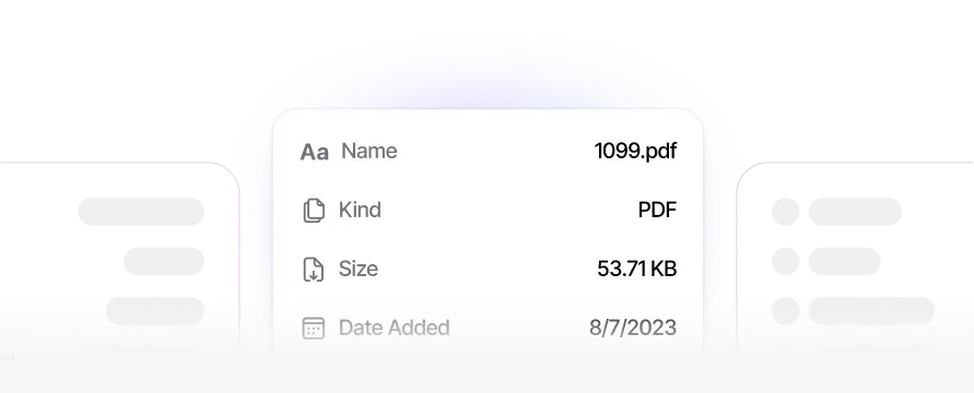 Document detail panel with file metadata