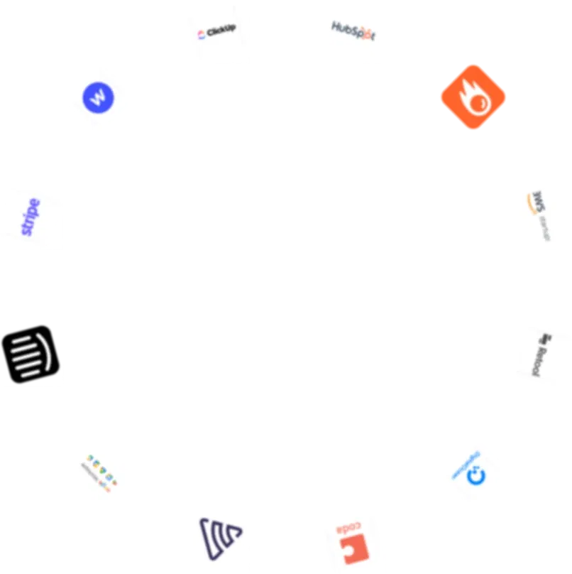 Partner logos including Hubspot, Notion, Stripe, and more