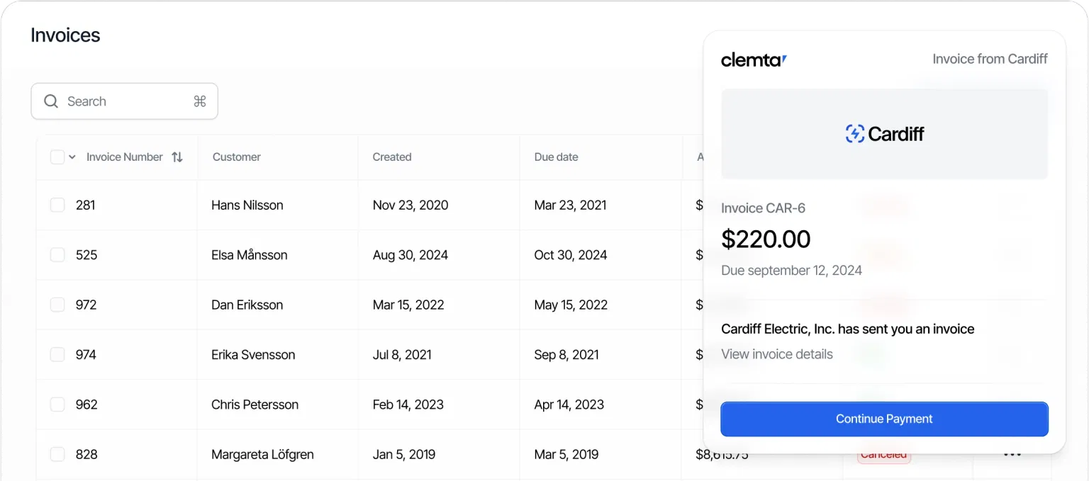 Invoicing dashboard preview