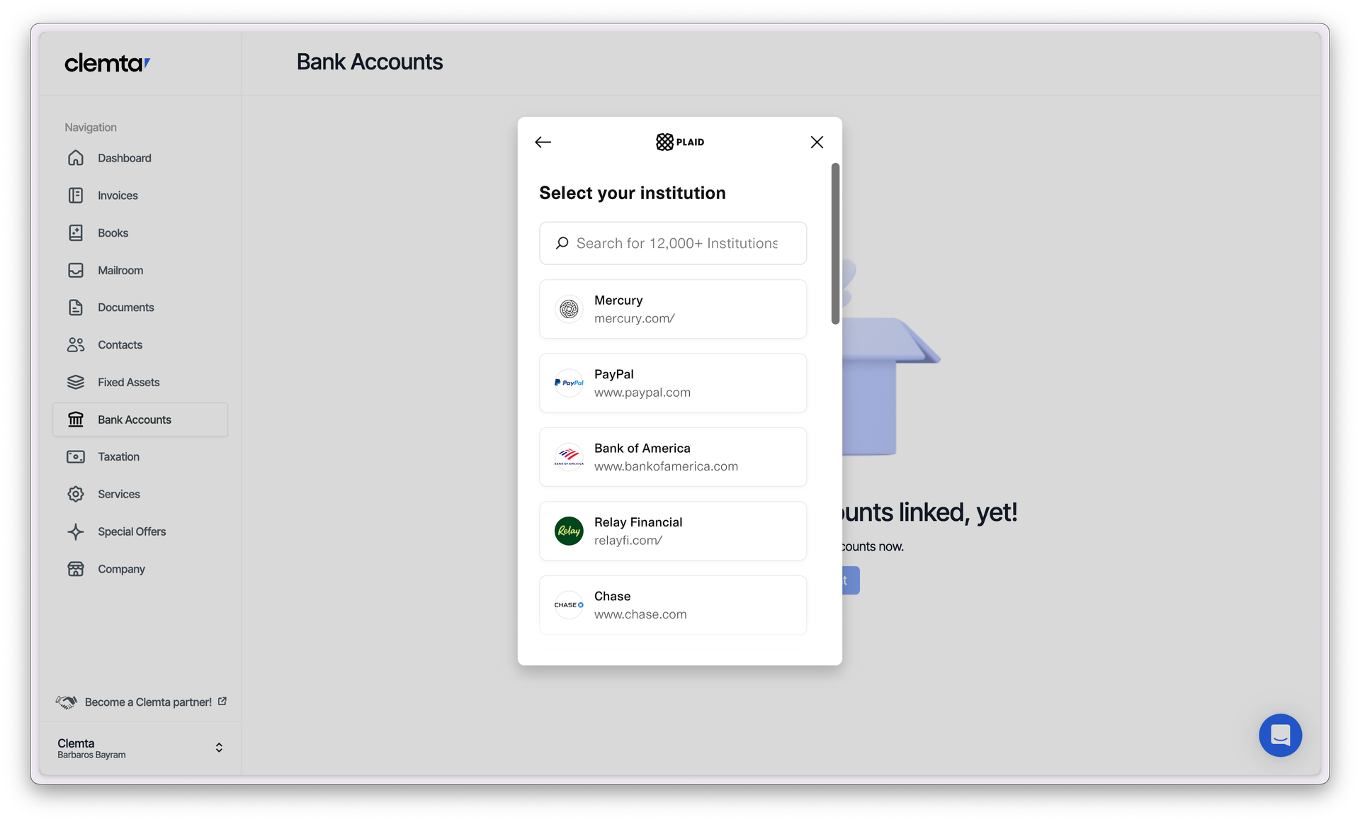 Clemta Books syncing transactions with Mercury and PayPal